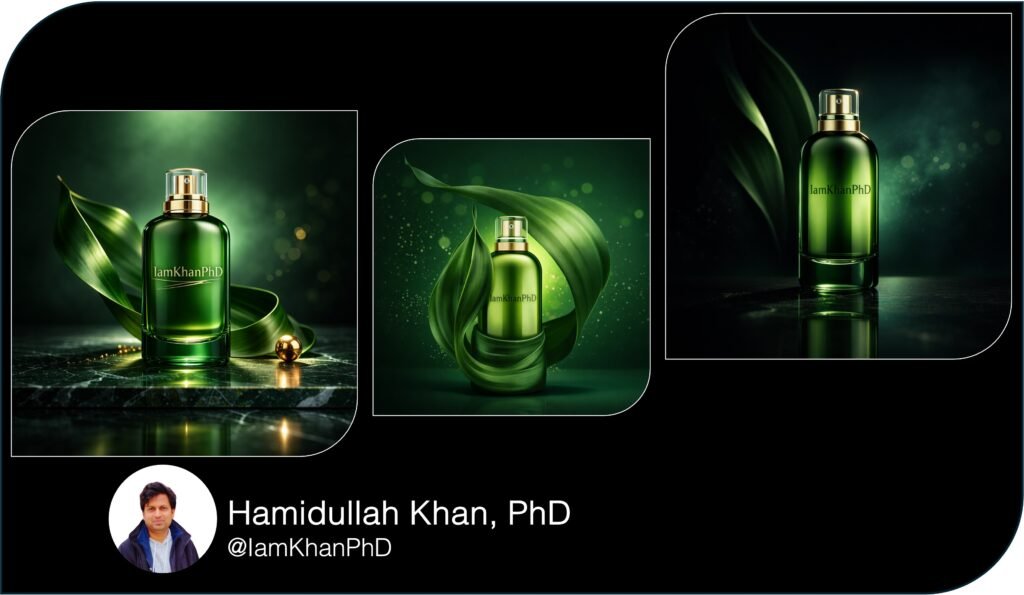 Luxury Green Perfume Campaign Shots Prompts