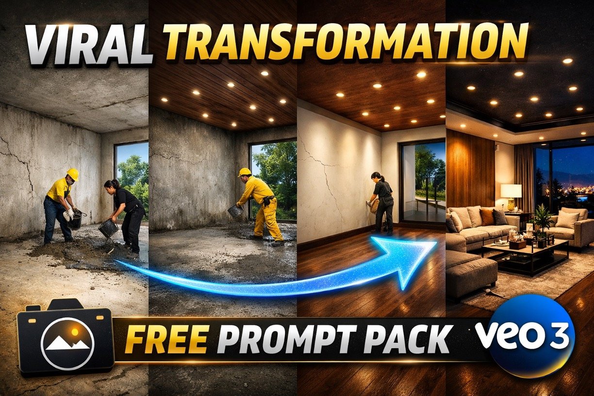 Free Download Viral Home Renovation AI Prompt Create Viral Transformation Videos with This Free Veo 3 Prompt Pack